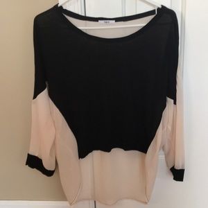 Bar III High-Low Black & Sheer Dressy Top